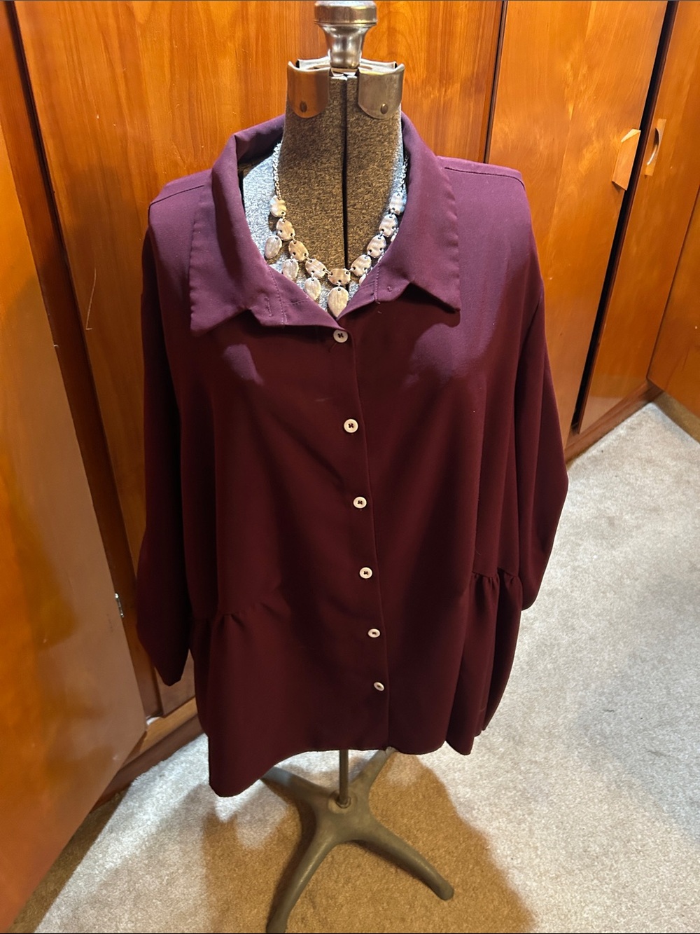 SHEIN Women's Button-Front Shirt in Plum